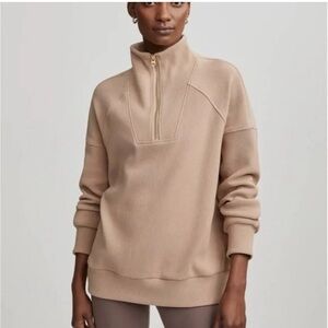 NEW VARLEY rhea half-zip sweat in stucco Sz XS